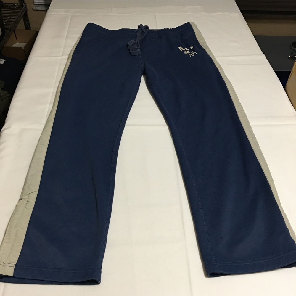 Abercrombie & Fitch Y2K Sweatpants Men XL Blue Side Stripe Drawstring Zip Hem